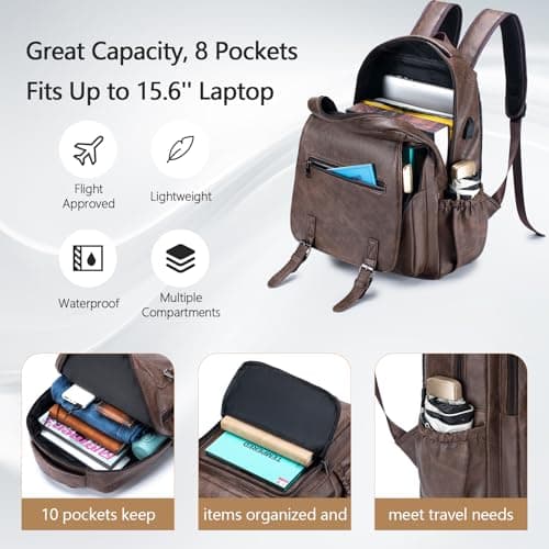 SUCIKORIO 40x30x15 British Airways Travel Backpack Underseat Cabin Bag Luggage KLM Jet2 Waterproof PU Leather Travel Rucksack Cabin Size for Plane Hand Luggage 14 Inch Laptop Backpack For Womens, Mens — view 4