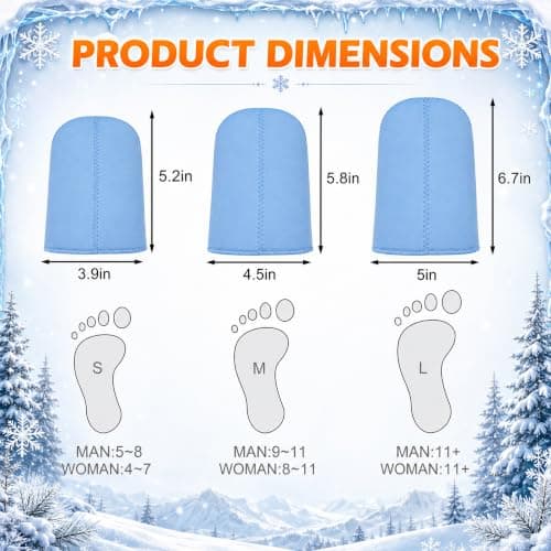 2 Pairs 3mm Neoprene Toe Warmers, L Size Blue Toe Covers Toe Warmer Booties — view 2
