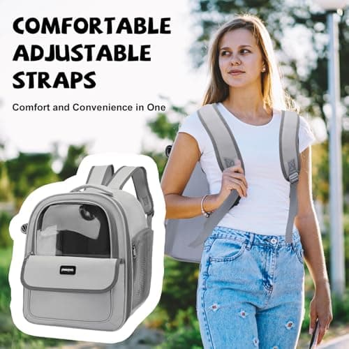 Cat Carrier Backpack, Breathable Backpack Pet Carriers for Cats Travel Carrier Backpacks Carry Bag for Hiking Walking, Cat Backpack, Transport Rucksack for Small Medium Cat Puppy Dog Kitten Carrier — view 6