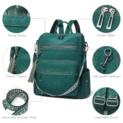 Shrrie Backpack Purse for Women Leather Backpack Fashion Designer Travel Backpack Convertible Shoulder Bag — view 6
