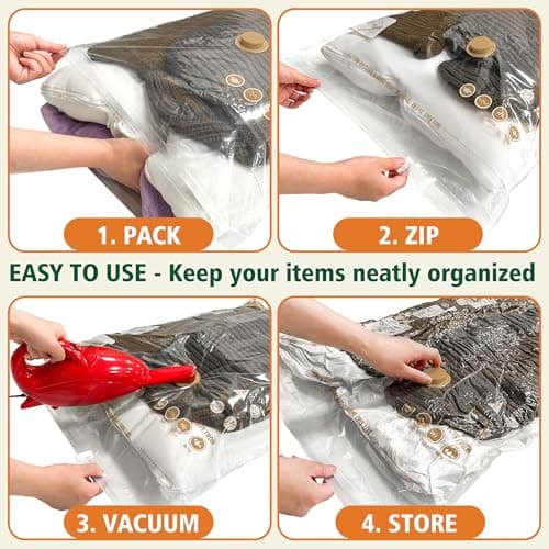 STORAGE MASTER Pack of 9 Jumbo Size Space Saver Bags for Travel and Home Reusable Vacuum Storage Bags Save 80% More Storage Space Work with Vacuum Cleaner (No Pump) — view 4