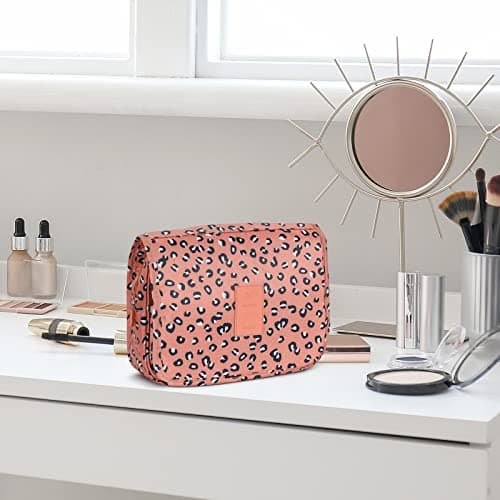 Travel Toiletry Bag,Travel Hanging Toiletry Wash Bag,Makeup Cosmetic Organizer for Women Waterproof,Portable Comestic Organiser (Leopard) — view 4