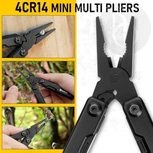 BIBURY Multitools, EDC Mini Pocket Tool, Foldable Pliers - BI2051AB Black — view 4