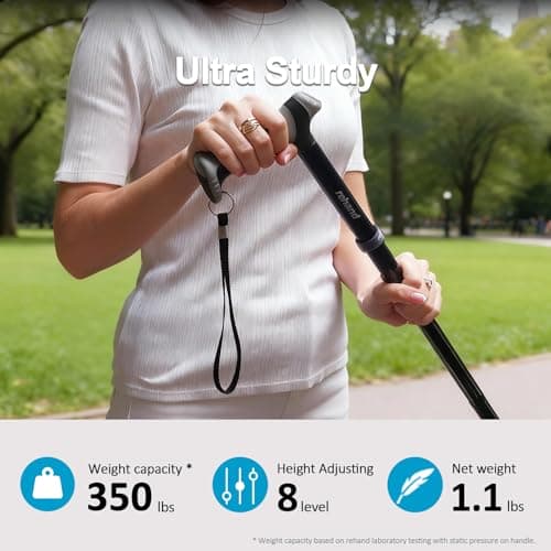 Rehand walking Cane - Foldable, Adjustable, Collapsible Walking Canes for Men & Women, Heavy Duty All Terrain Tip, with Travel Bag | Walking Sticks for Seniors & Adults — view 3