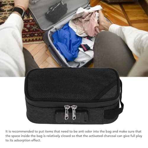 Odor Resistant Storage Bag, Code Lock Design Odor Resistant Suitcase Container Lightweight Multifunctional Easy to Use for Travel (Black) — view 5