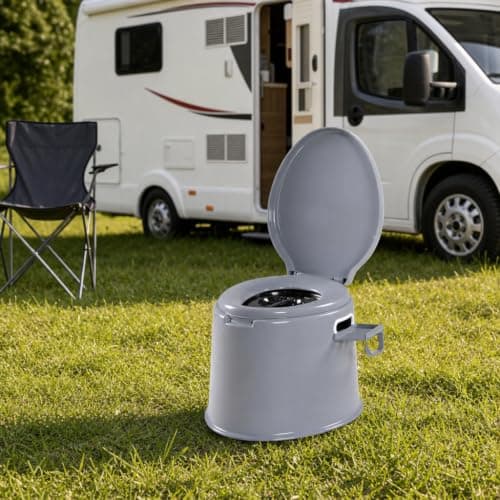 CMY 5L Portable Camping Toilet with Seat, Lid, Handles & Toilet Roll Holder — view 3