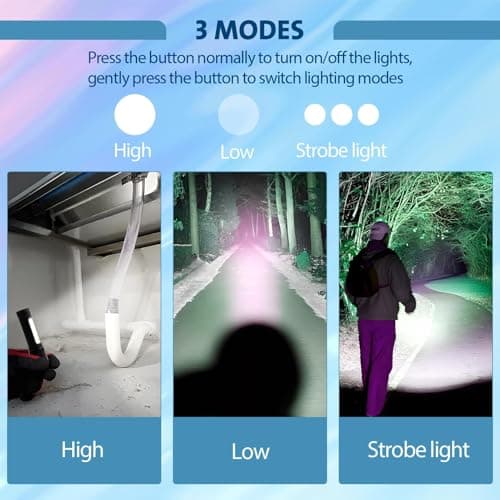 2 Pcs LED Torch Rechargeable Super Bright Adjustable Focus with 3 Modes — view 4