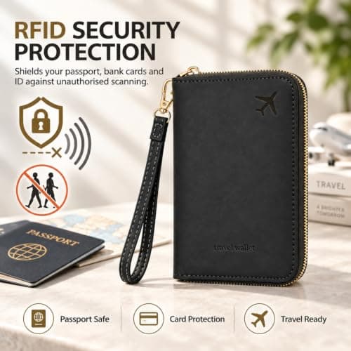 Passport Holder RFID Travel Wallet with Luggage Tag Set for Women & Men — view 5