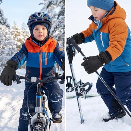 Kids Ski Gloves, Warm Snow Mittens for Boys Girls Cold Weather(6-10 Years) — view 6