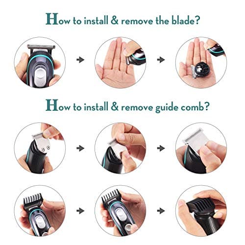 VGR Electric Beard Trimmer for Men, Cordless Hair Clippers, USB Rechargeable Shaver, Low-Noise Stainless Steel T-Blade Hair Cutting Kit, 120-Min Battery for Daily & Travel Use — view 5