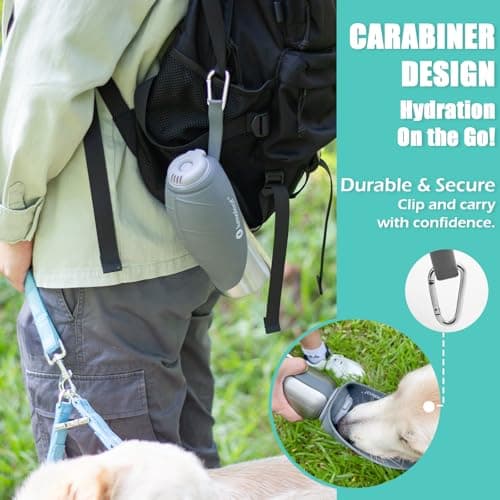 LumoLeaf Portable Dog Water Bottles 800ml, Stainless Steel Pet Travel Water Bottle Dispenser for Walking, Hiking and Outdoor, Portable Water Bowl for Large Dogs (Grey) — view 3