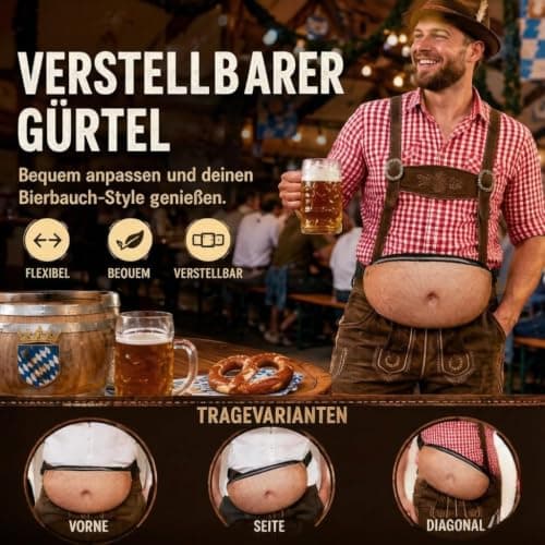 Beer Gut Fanny Pack, Funny Hairy Belly Bag Dad Costume Accessory (A) — view 6