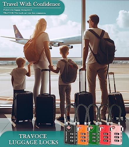 Search Alert TSA Approved Travel Combination Luggage Cable Locks for Suitcase, Gym Locker,Toolbox,Backpack 1,2,4,6 &10 pk - Green - — view 3