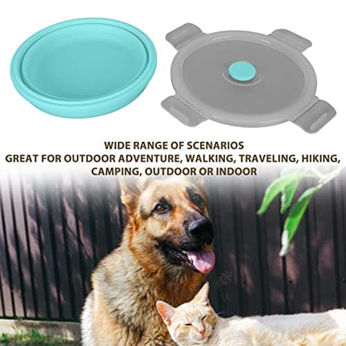 Collapsible Dog Bowl,Portable Foldable Silicone Pet Bowl Dog Travel Water Bowl Food Dishes with Lid for Dog Cat Outdoor Walking Traveling Hiking (Mint Green) — view 5