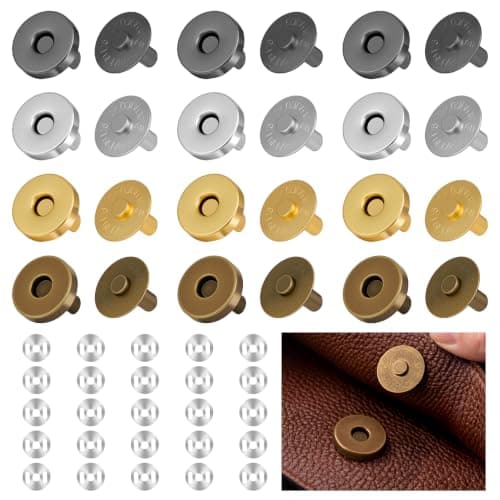 Vicloon 12PCS Magnetic Press Stud Clasps Buckles, 18MM, 4 Colors