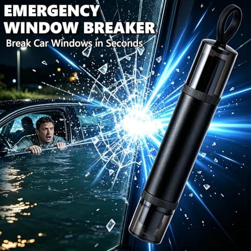 4 Pcs Car Window Breaker Emergency Hammer ,2 in 1 Car Portable Window Breaker Seat Belt Cutter and Window Breaker, with Test Glass Quick Escape Emergency Tool for All Vehicles (Black & Red & Grey) — view 4