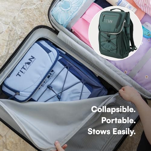 Titan 30 Can Collapsible Backpack Cooler, Ice Walls, 2 Days Ice, Green — view 3