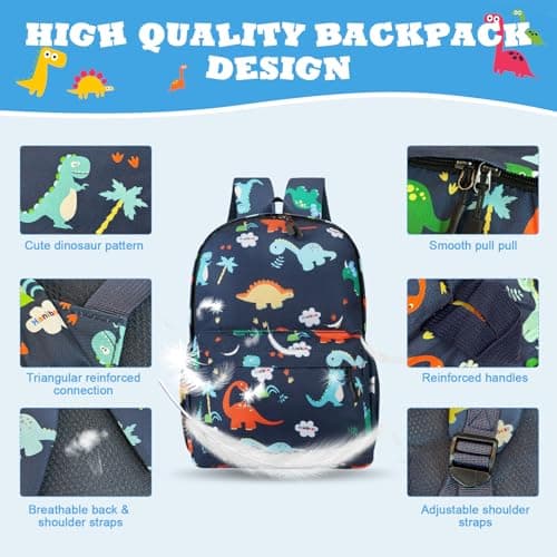 Aucuu Kids Backpack, Dinosaur School Backpack, Boys Girls Toddler Primary School Bag, Waterproof Nylon Rucksack, Casual Daypack, Book Bag for Campus Outdoor Travel Sports — view 5
