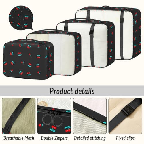 10PCS Packing Cubes for Suitcases, Travel Organiser Packing Bags for Clothes Shoes Toiletries Travel Luggage Organizers Storage Bags (black chreey) — view 5