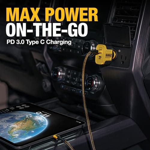 Dewalt Heavy Duty Usb C Car Charger, 120W 2-Port Pd 3.0 Type C Adapter, Pps Fast Charging With Power Delivery For Iphone 15 14 13 12 11 X Xs Pro Max Mini, Galaxy S22/S20/S10, Pixel, Ipad/Ipad Mini — view 6