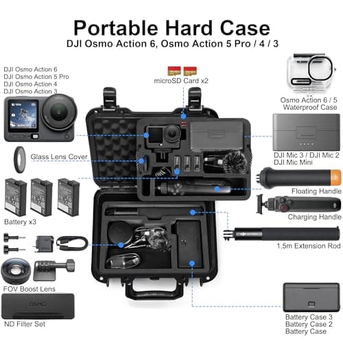 LEKUFEE Portable Waterproof Hard Case for DJI Osmo Action 6/5 Pro/4/3 Action Camera,Standard Combo,Adventure Combo,More Accessories(Case Only) — view 2