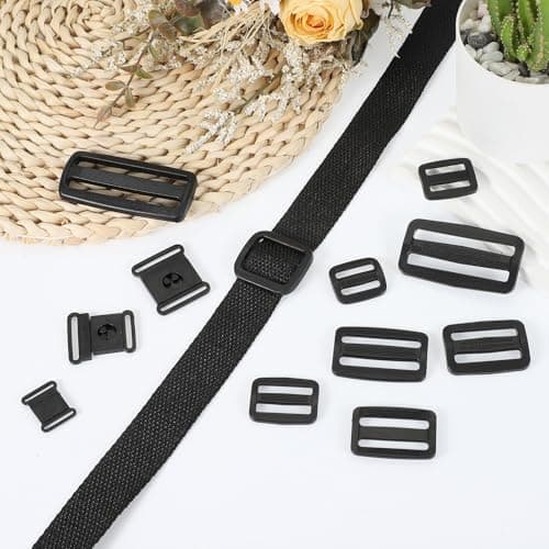 PATIKIL Plastic Slide Buckle 1 Inch(25mm), 20 Pack Rectangle Tri-Glide Slider Webbing Strap Belt Adjuster for Dog Collar Harness Belt Backpack Bags Making DIY Replacement, Black — view 4