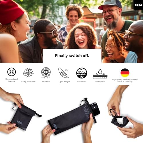 TOCA No Signal Sleeve - RFID Blocking Faraday Bag, Keyless Go & Smartphone/Laptop Protection, Data Privacy Shield, Water-resistant, Compact Black — view 3