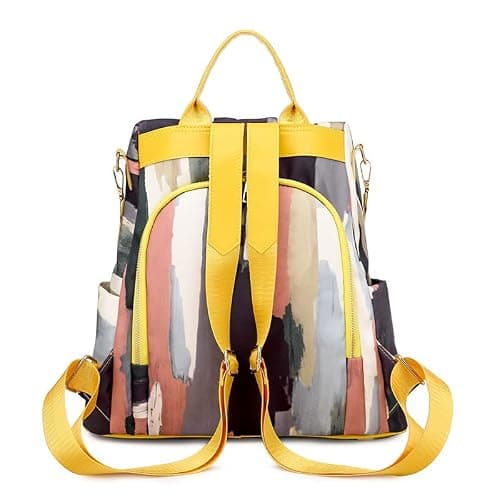 Pagezol Women's Backpacks, Anti-Theft Backpack for Women, Rucksack Shoulder Bags Ladies, Waterproof Nylon Daypack, Casual Travel Backpack, Lightweight Travel Bag School Bags for Girls Women (Yellow) — view 2