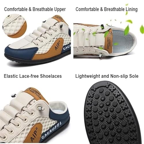 Men's Sliders Sandals – Lightweight Summer Slip-On Beach Shoes – Comfortable Slipper for Shower Gym Holiday Casual Wear Men's Comfort Breathable Support Sports Sandals(Khaki,10 UK) — view 5
