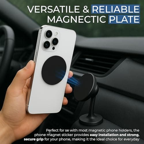 sphires 4 Pack Metal Plate for Magnetic Phone Car Mount 4 X Round Metal Plate for Car Magnetic Phone Holder — view 5