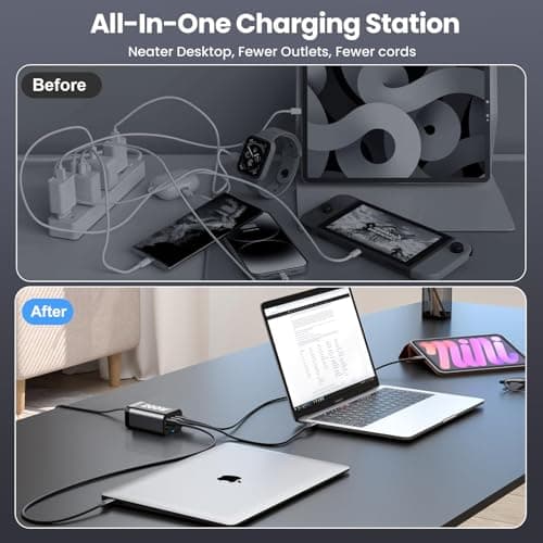 USB C Charger Block 200W Multi Port USB Fast Charging Station Hub GaN PPS PD 100W Type C Wall Charger Power Adapter for Multiple Laptop iPad iPhone 17 MacBook Galaxy S26 Android Pixel 65W 45W 30W 20W — view 3