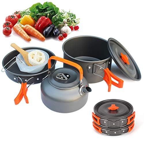 10 X Camping Cookware Portable Camping Cooking Cookware Set For Travel Picnic Hiking Bbq Outdoor — view 3