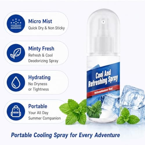 Instant Cooling Mist Spray – Peppermint & Mint Portable Travel Size Hydrating Cooler, Quick-Dry Non-Sticky Micro-Mist, Long-Lasting Cooling Sensation Spray, Instant Refresh Summer Essentials (2PCS) — view 3