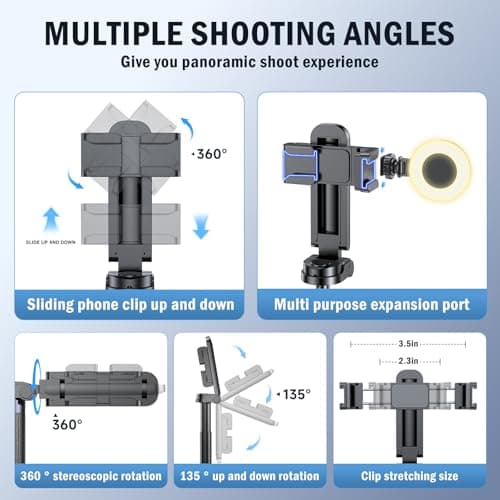 Hesheng mini Tripod for Phone,Portable Small Size Travel Compact Phone Selfie Stick with Detachable Bluetooth Remote Shutter for YouTube/TikTok Vlogs Live Streaming Photography — view 5