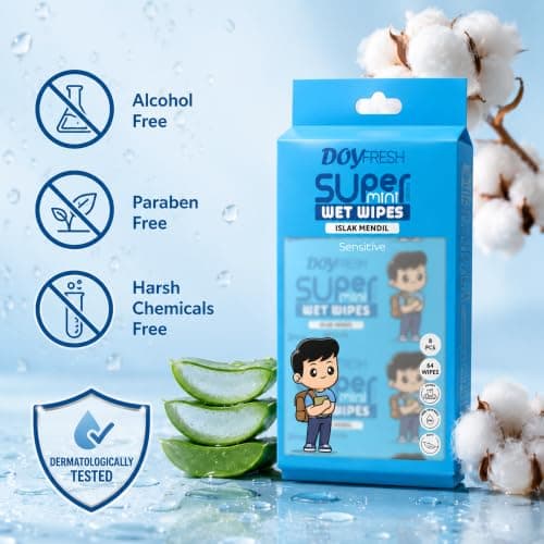 Super Mini Wet Wipes Travel Size, Sensitive Portable Travel Wipes - Hand and Face Wipes for Adults, Kids & Baby Care, 8 Pack Total 64 Wipes (Blue, Pack of 8) — view 5
