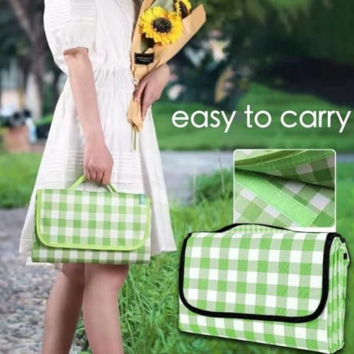 HAORQEE Large Waterproof Picnic Blanket 200x200cm, Outdoor Mat with Handle — view 3