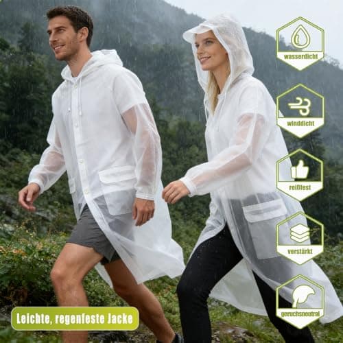 Yixker EVA Adults Rain Poncho, Portable Waterproof Poncho, with 2 Storage Bag&Reusable raincoat with Hoods for Camping,Fishing, Hiking Travel, Amusement Parks, Festival (Pink) — view 2