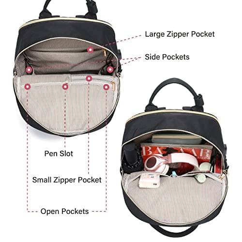 LOVEVOOK Laptop Backpack Womens, 15.6 Inch School Bags for Women Waterproof Computer Rucksack with USB Port for Travel Business College Work, Black — view 3