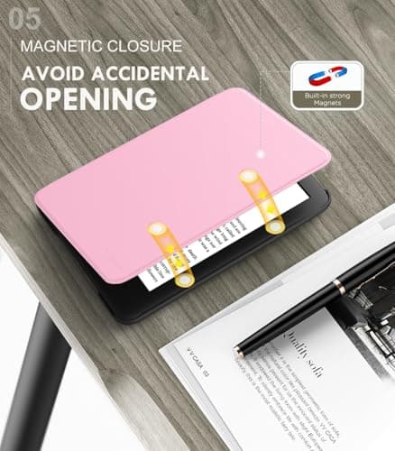 MoKo Case for 6" Amazon Kindle Basic 11th Gen 2024/2022, Nosegay Pink — view 5
