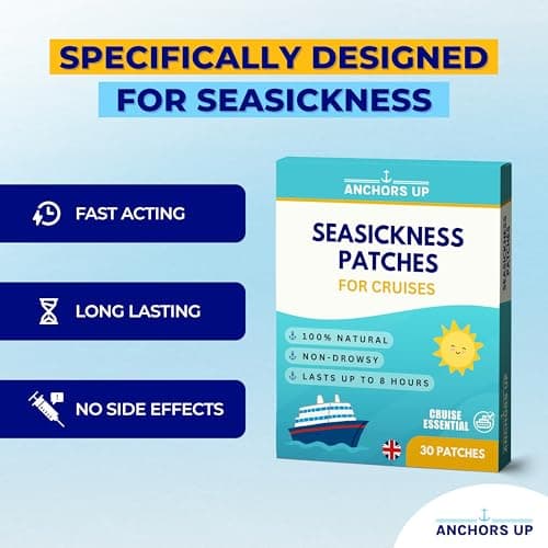 Seasickness Patches for Cruises – Treats Motion and Sea Sickness – Non-Drowsy – 100% Natural – Fast Relief – Long-Lasting – Box of 30 – Cruise Essential by Anchors Up — view 2