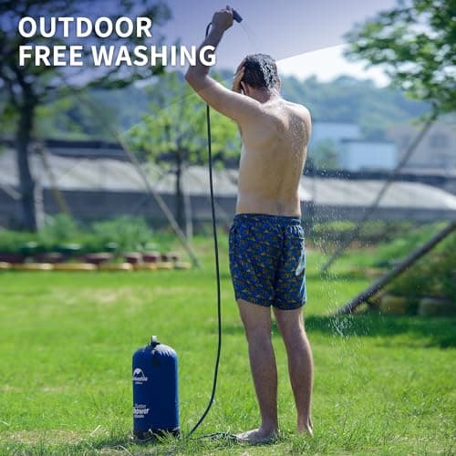 Naturehike 11L Portable Pressure Shower with Foot Pump Camping Solar Shower with Shower Nozzle for Camping, Hiking Trip, Backpacking, Beach, Travel,Car only 1 kg — view 6