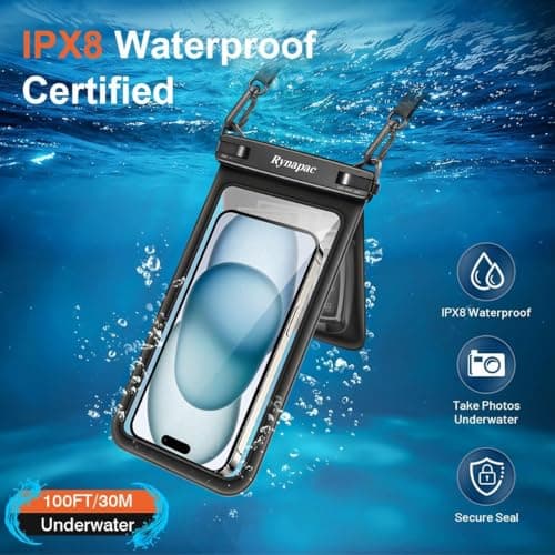 Rynapac Double Space IPX8 Waterproof Phone Pouch-2 Pack Dry Bag Up to 7.5" — view 2