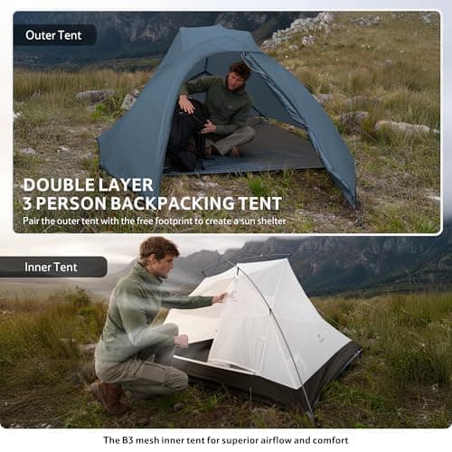 Naturehike Cloud Up Pro Camping Tent, 3 Person, Navy Blue — view 2