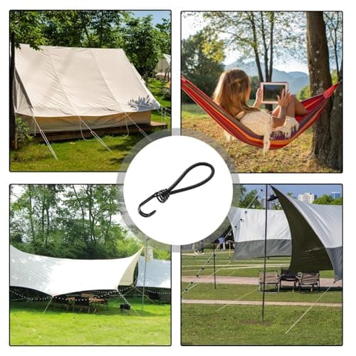 Bungee Cords - Small Elastic Camping Tent Bungee Straps, Outdoor Travel Short Bungee Cords | Lightweight Tarp Rope with Hook for Hiking, Climbing, Backpacking — view 2