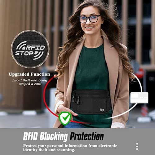 MoKo Travel Money Belt with RFID Blocking and 3 Pockets — view 2