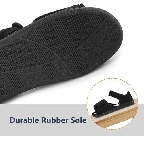 TIESTRA Mens Sandals Open Toe Non-Slip Slipper Boots Wide Fit Adjustable Shoes for Indoor & Outdoor Black 10UK-44EU — view 4