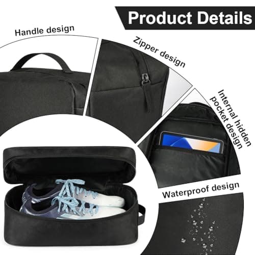 AOOWU Shoe Bag for Men & Women, Waterproof Golf Shoe Bag, Portable Boot Bag, Sports Boot/Shoe/Travel Bag, Welly Hunting Fishing Boot Bag, Walking Boot Bag for Football Cricket Rugby Golf Toiletry Gym — view 3