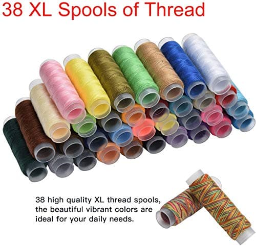 Sewing Kit,184 Pcs Premium Large Sewing Supplies with PU Case,38 XL Thread Spools,Scissors,Thimble,Threader,Needle,Suitable for Traveller,Adults,Kids,Beginner,Emergency,DIY and Home Button Repair Kit — view 4