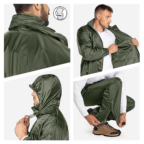 33,000ft Men's Waterproof Rainsuit Packable Rain Set with Reflective Strips — view 5