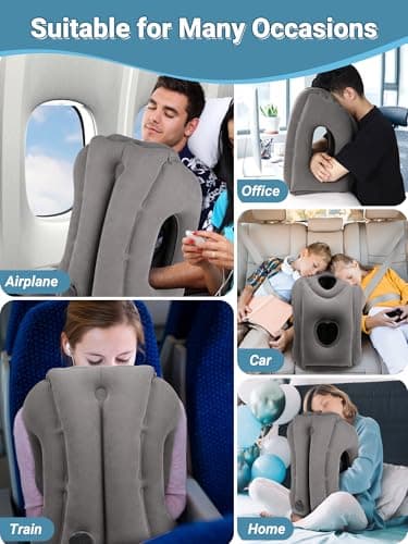 Maliton Inflatable Travel Pillow, Neck Support for Airplane (Dark Grey) — view 6